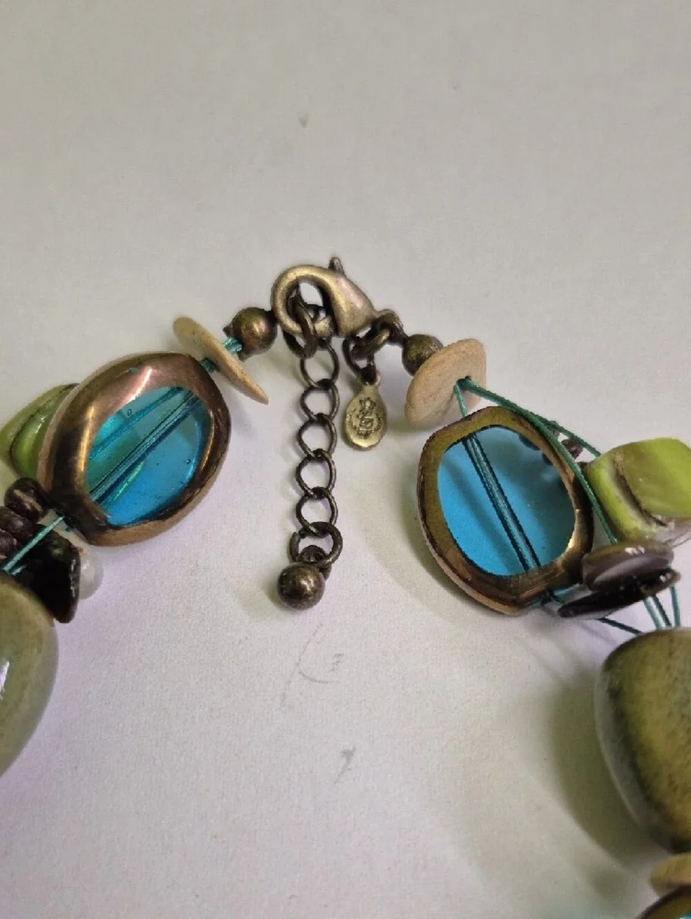 Premier Designs Green and Blue Shell And Ceramic Beaded Women's Bracelet - Picture 2 of 4